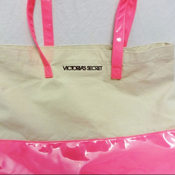 VICTORIA'S SECRET Canvas Pink Tote Bag - Picture 2 of 6